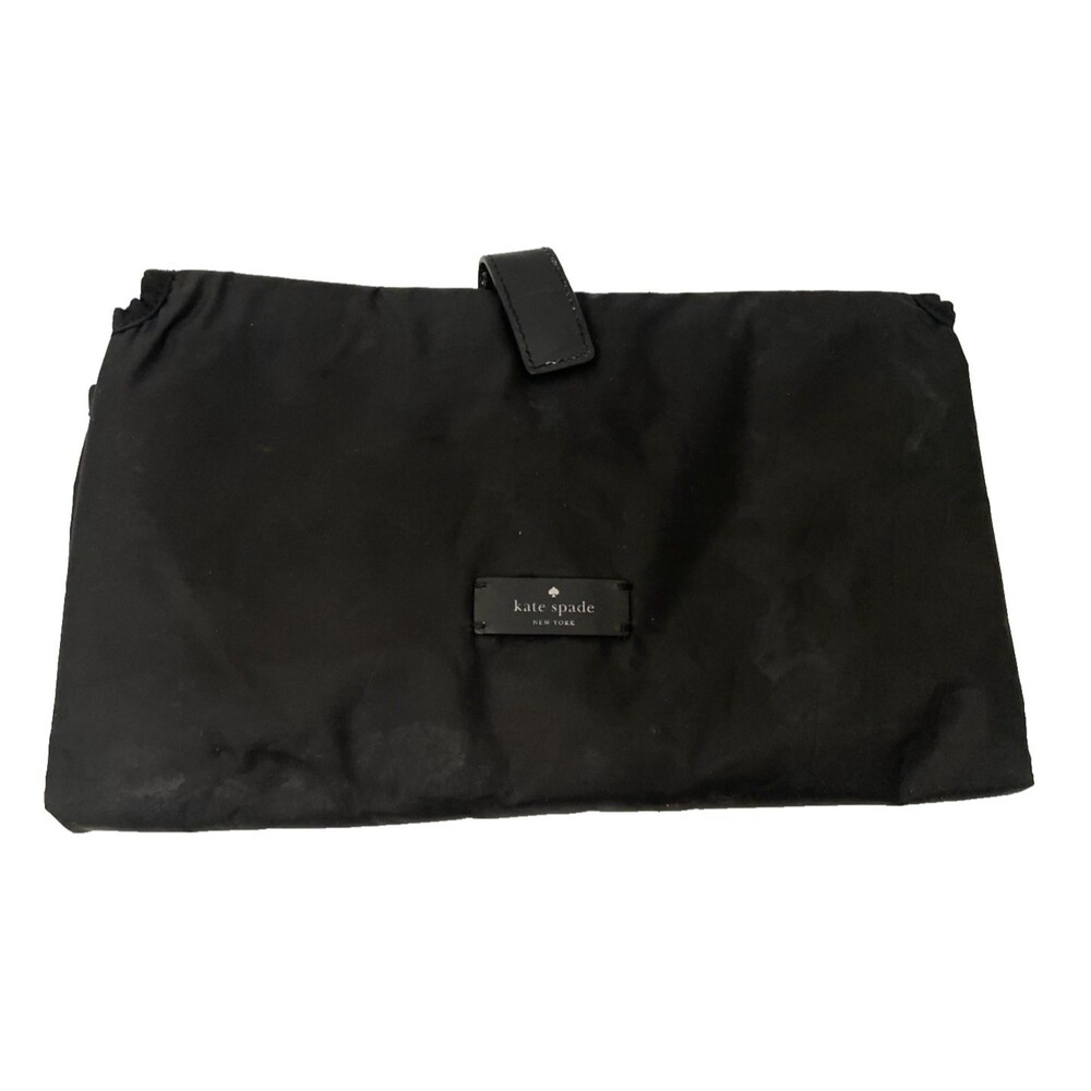 Kate Spade New York Black Nylon Leather Folding Diaper Changing Pad Clutch